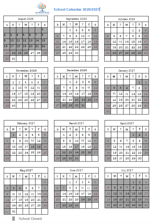 Calendar 26 27